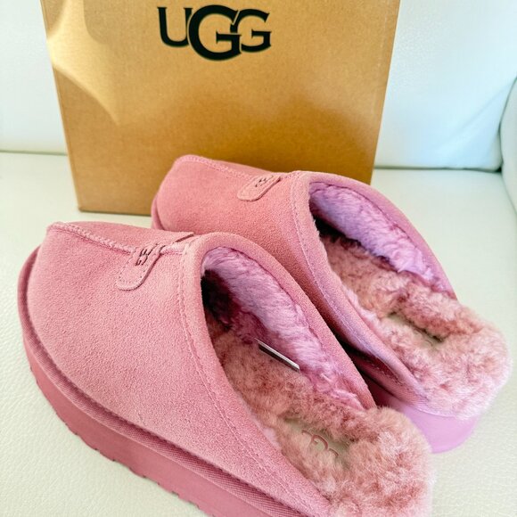 NIB UGGS AUSTRALIA UGG DISCOQUETTE SLIPPERS SIZE 7 DUSTY ORCHID PINK - Picture 6 of 10